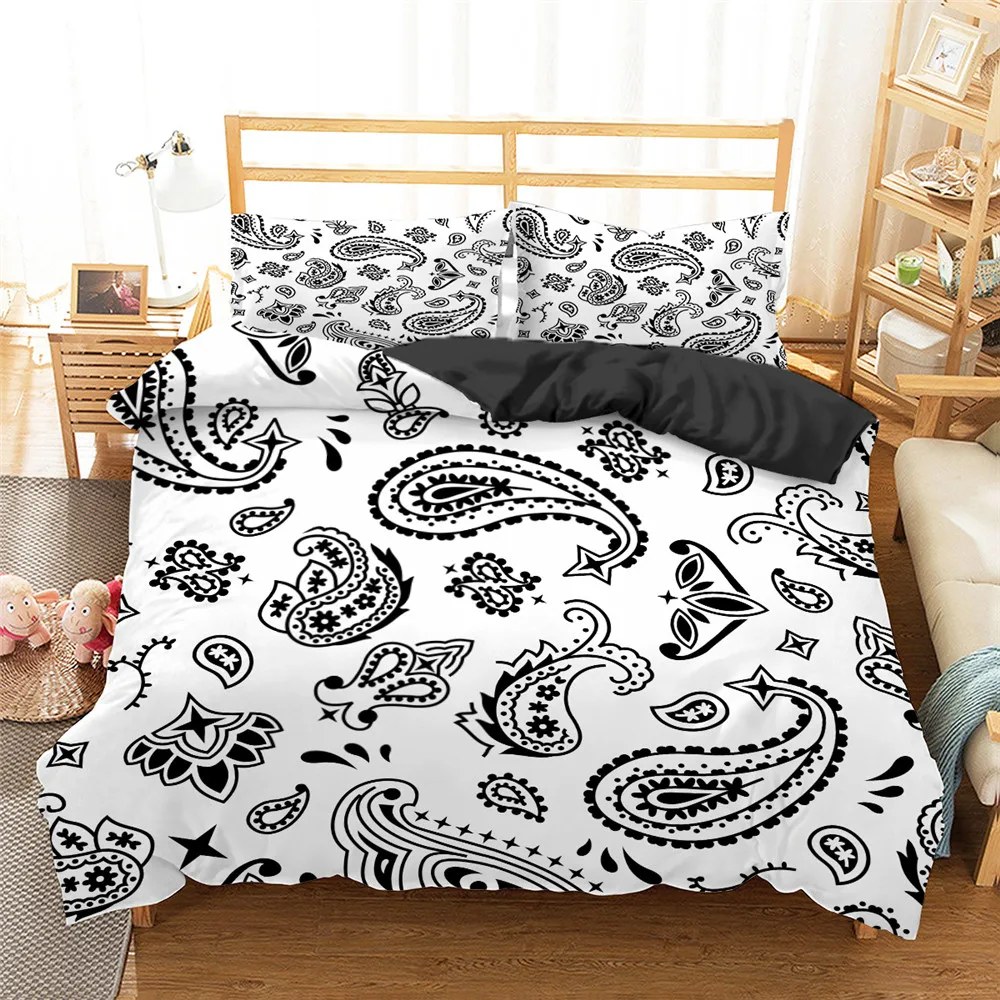 Bandana Printed Bedding Sets Comfortable Duvet Cover with Pillowcase Paisley Flora Bedding Decor Single Double Queen King Size