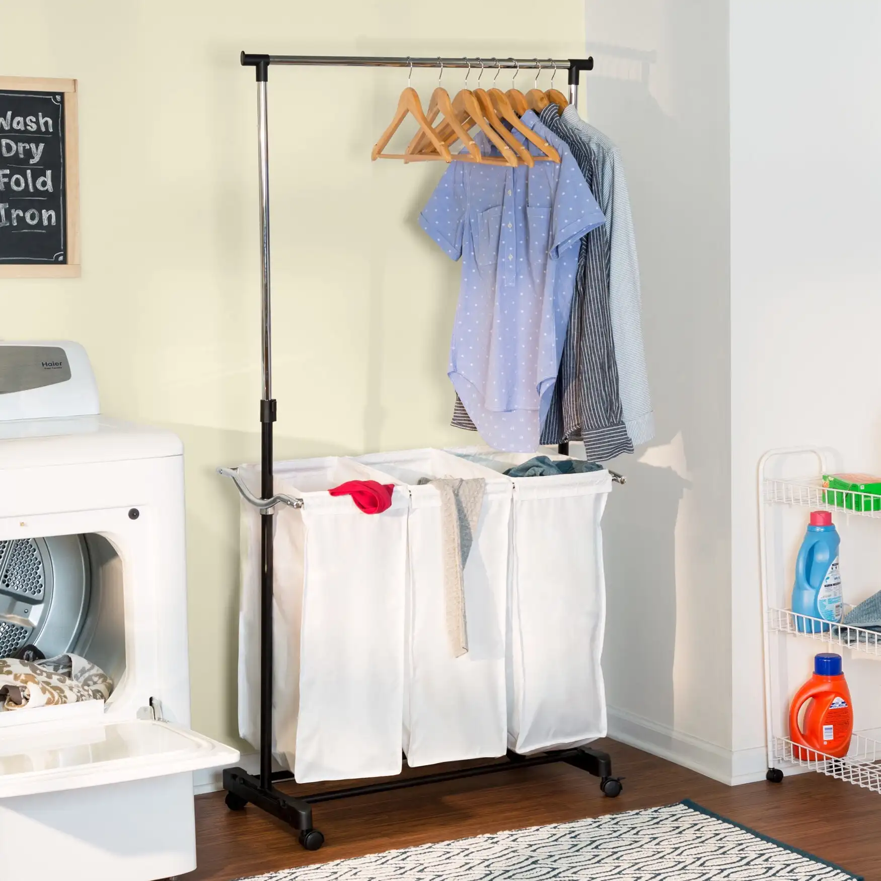 

BrylaneHome Adjustable Clothes Rack And Laundry Sorter - Multi