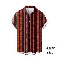Vintage Striped 3D Print Men Hawaiian Shirts Casual Fashion Lapel Button Short Sleeves Shirt Oversized Summer Unisex Blouse Tops 1