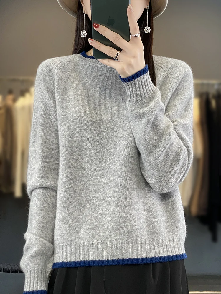 

Addonee Women Autumn Winter Pullover Sweater High Quality Soft 100% Merino Wool O-Neck Long Sleeve Grace Cashmere Knitwear New
