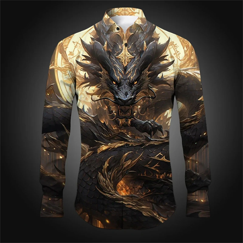 

Men's shirt pattern printing new shirt hot selling lapel loose casual long sleeved cardigan 3D digital top button up clothing