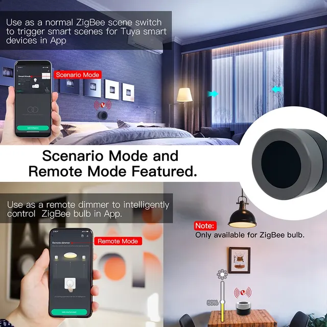 MOES Tuya ZigBee Smart Knob Switch Wireless Scene Switch Button Controller Battery Powered Automation Scenario Smart Life App 2