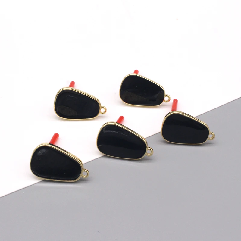 

10pcs/pack Black Irregular Oval Earring Connector Findings Handmade DIY Dangle Earrings Eardrop Base Jewelry Accessories