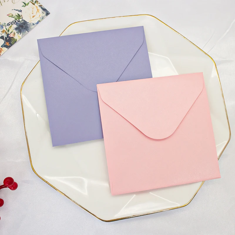 50pcs Envelope Small Business Supplies 250g Paper 11.8x11.8cm Postcard Giftbox Message Packaging Invitations Wedding Stationery