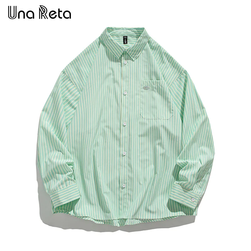 

Una Reta Men's Shirt Spring Autumn New Harajuku Stripe Print Shirt Men's Clothing Streetwear Long Sleeve Casual Couple Shirts