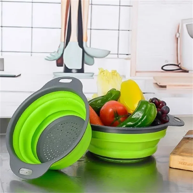 1pc Folding Washing Basin Round Silicone Retractable Drain Basket Fruit And  Vegetable Storage And Cleaning Basket Washing Bowl Multifunctional Colander  Strainer Home Kitchen Supplies Kitchen Accessories - Home & Kitchen - Temu