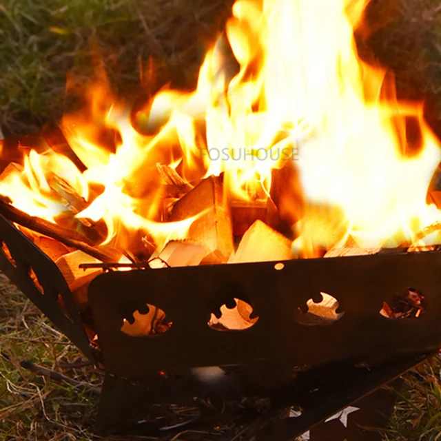 Háztartási Bbq Grill Nordic Rozsdamentes Acél Tűz Pit Kültéri Fűtéshez Multifunkció Foldjon Kemping Tábortűzállvány U - Image 4