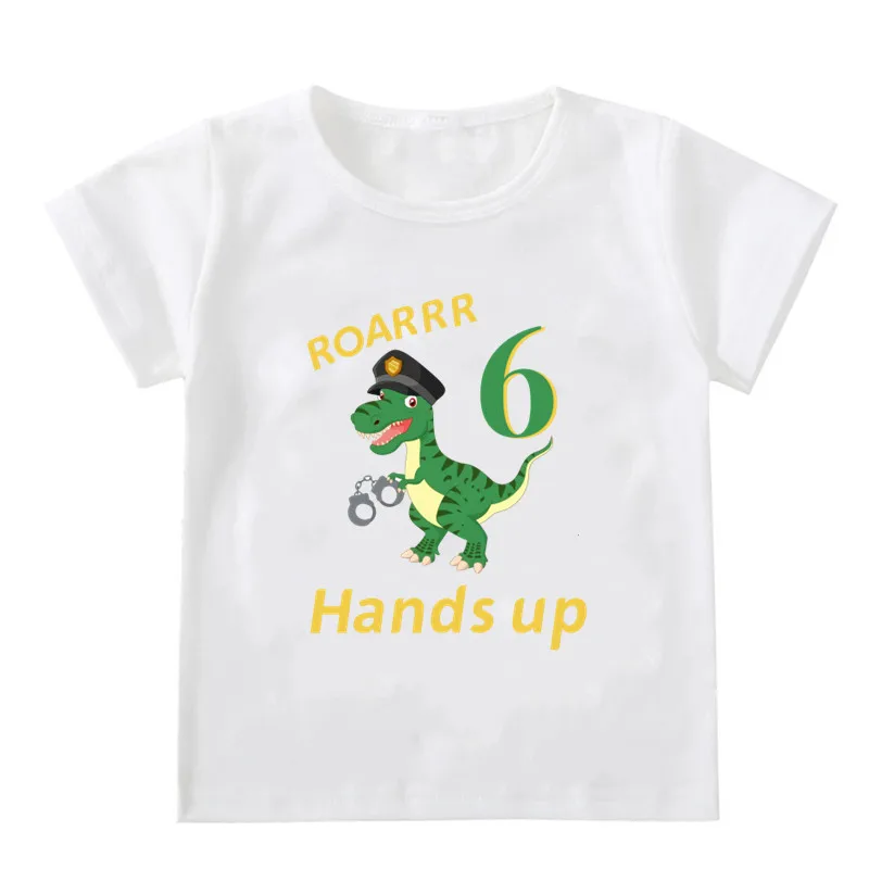 

Personalised Kids Birthday T-shirt Child Custom Name Clothes Dinosaur Cartoon Print Tops Boys Girls Shirt Birthday Cute T Shirt