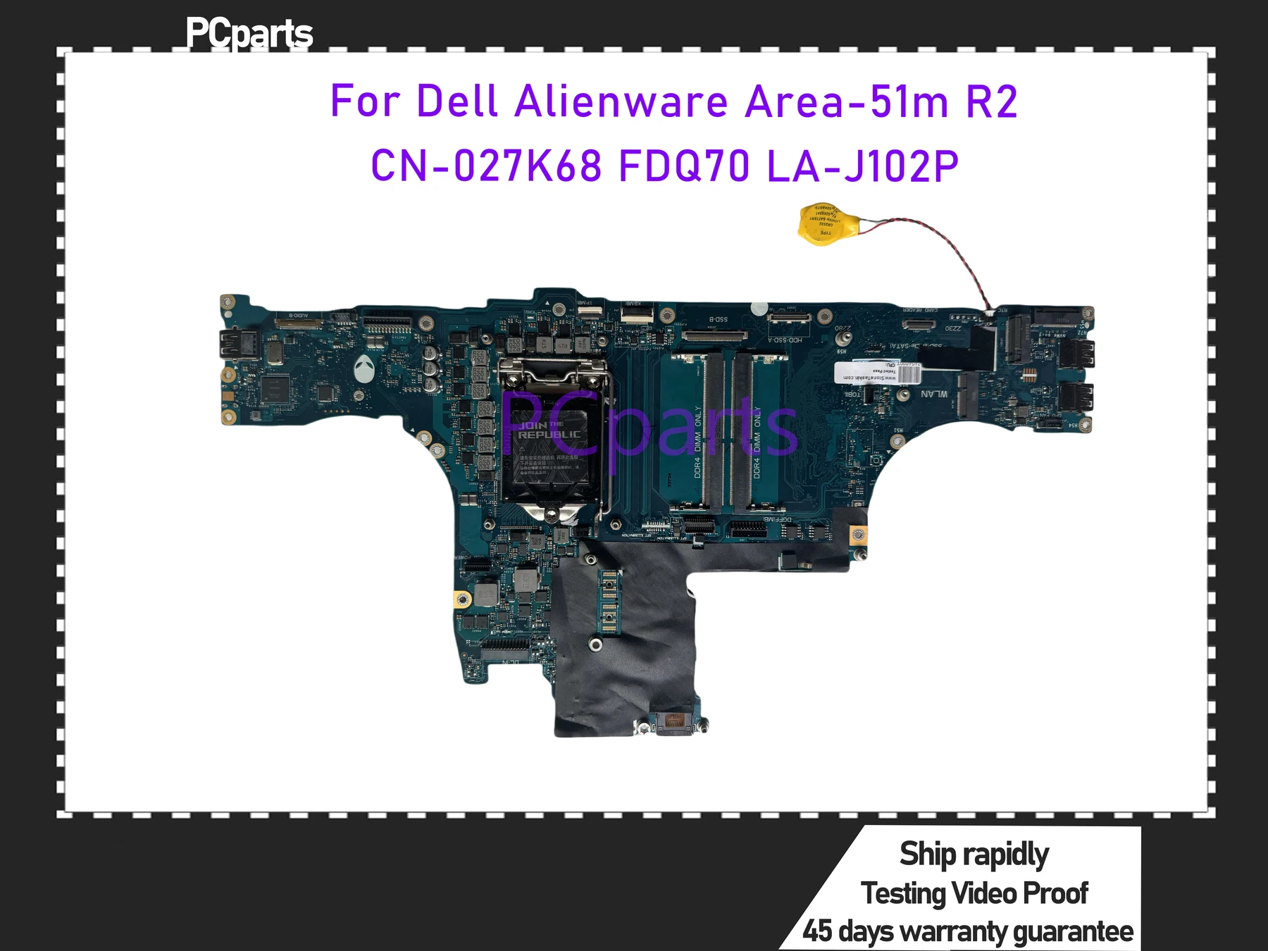 PCparts Refurbished CN-027K68 For Dell Alienware Area-51m R2