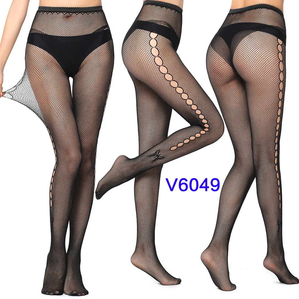 Women's Gothic Lace Fishnet Pantyhose – Seamless Jacquard Weave Garter Stockings