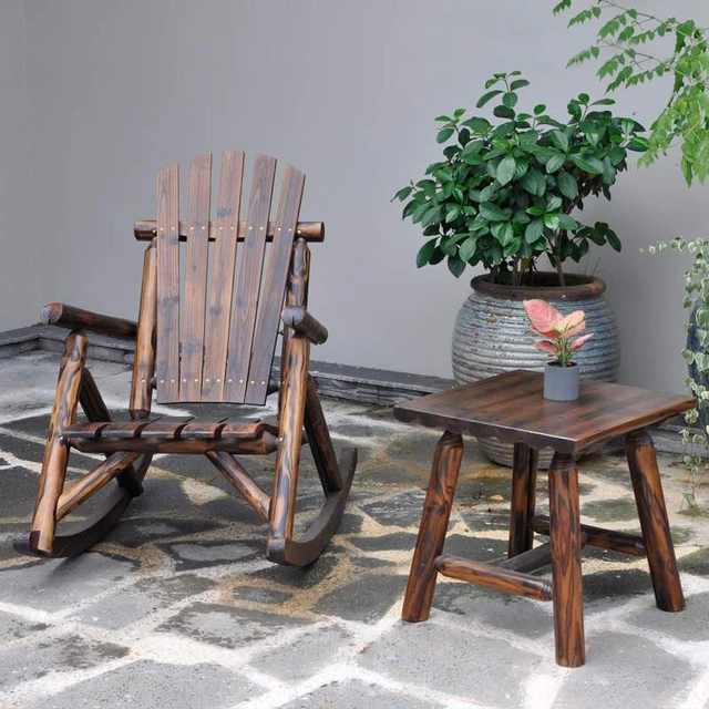 Mecedora de madera para exteriores, muebles de estilo rústico americano,  antiguo, Vintage, para adultos, balancín de jardín grande - AliExpress