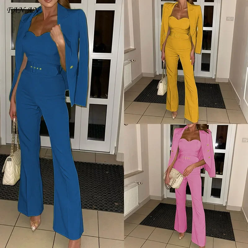 Fall New Style Small-sleeved Suit Trousers Two-piece Suit  Fashionable One-piece Suit  Commuting Queen  Ladies Suit  Commuting