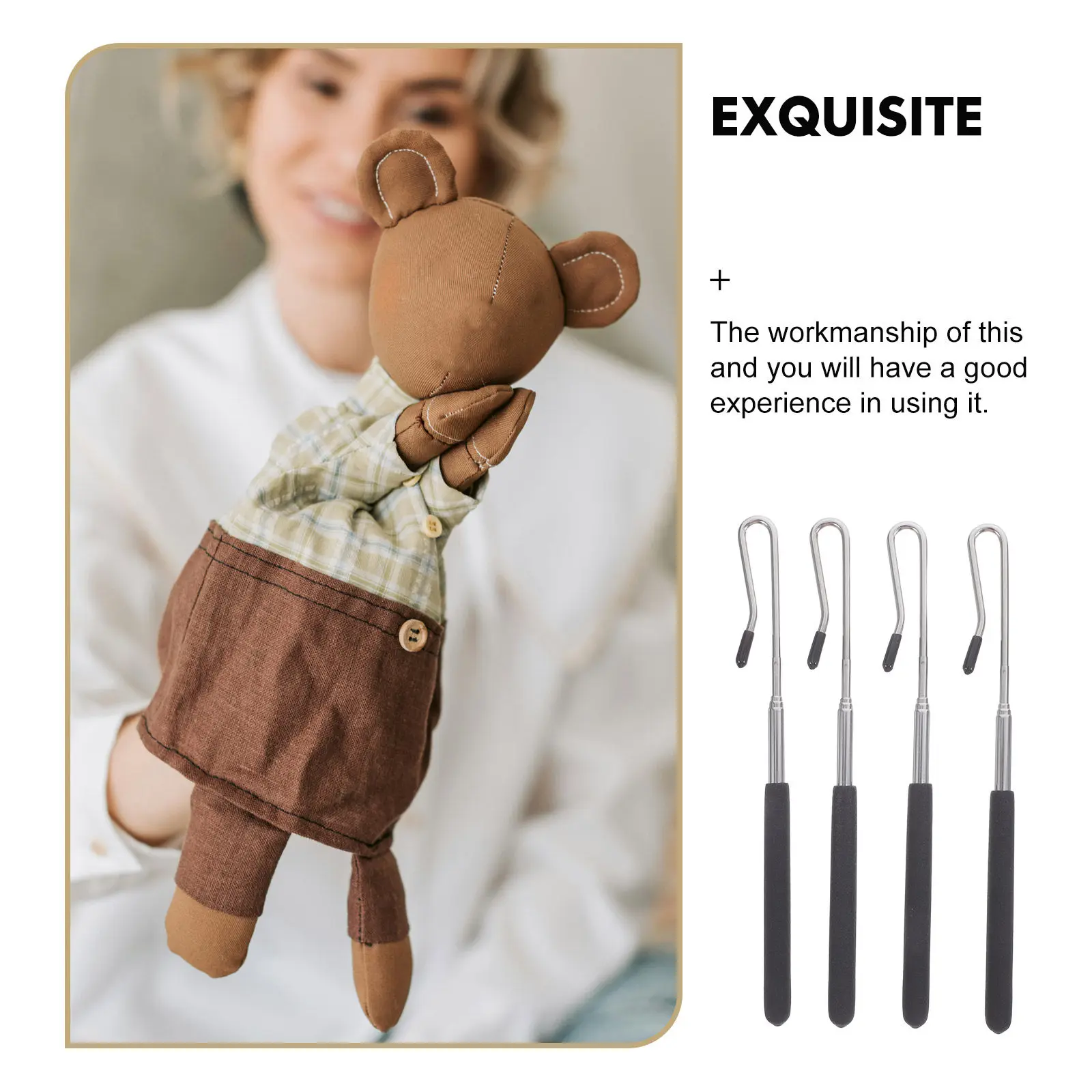 4Pcs 인형 제어 막대 소형 대형 인형용 조정 가능한 확장형 금속 핸드스틱 성능 암 컨트롤 20-55Cm