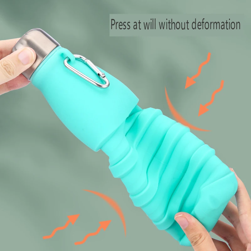 Portable Sports Water Bottle 550Ml Foldable Travel Sport Bottle Food Grade Silicone Foldable Water Cup for Home Camping Climbing