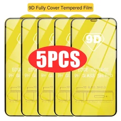 Premium 9D Tempered Screen Protector - Pack of 5, Enhanced Protection for 5Pcs 9D Black Glass (For iPhone 15)