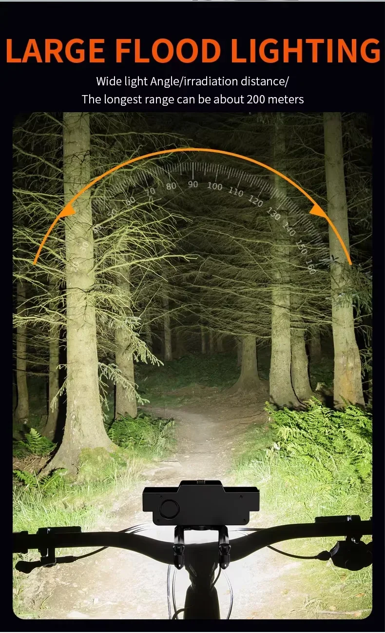 USB Rechargeable Bike LED Front Light With Cycling Bike Horn Waterproof Bicycle Bell Front Light Easy To Instal Night Riding