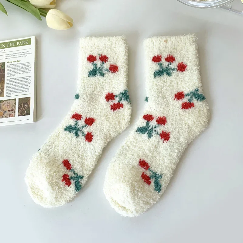 socks woman Mens Fluffy Winter Velvet Thermal Warm Short Cotton Thick Sleeping Soft Non Floor home Gift slipper Sock Male Grip