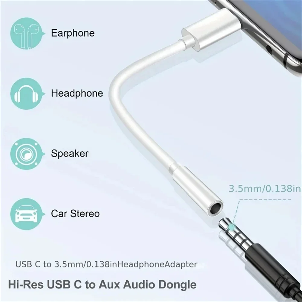 USB-C-auf-3,5-mm-Audioadapter, Typ-C-auf-Kopfhöreranschluss-Audiokabel-Konverter für iPhone 15 Pro Max, Samsung Galaxy, Xiaomi, Huawei – Detail 3
