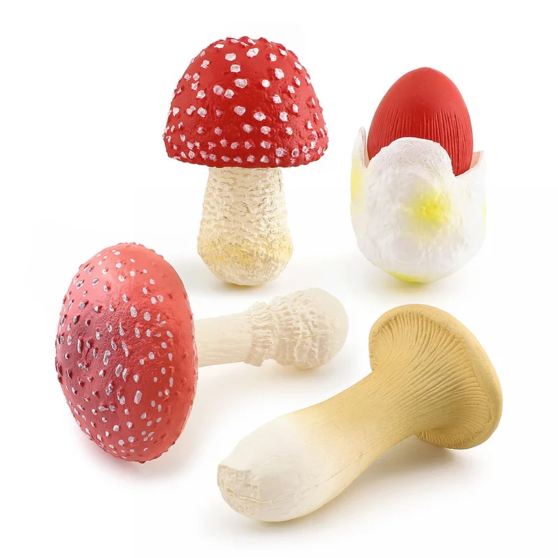 Simulation mushroom set Shiitake mushroom true Ji mushroom Slime mushroom Matsutake poison rope umbrella twin mushroom model toy 4