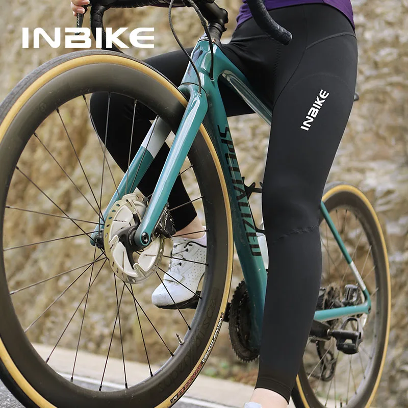INBIKE Sports Tights Women Gel Pad Thermal Fleece Bicycle Leg Warmers Women's Cycling Tights Legging Trouser Bike Riding Clothes