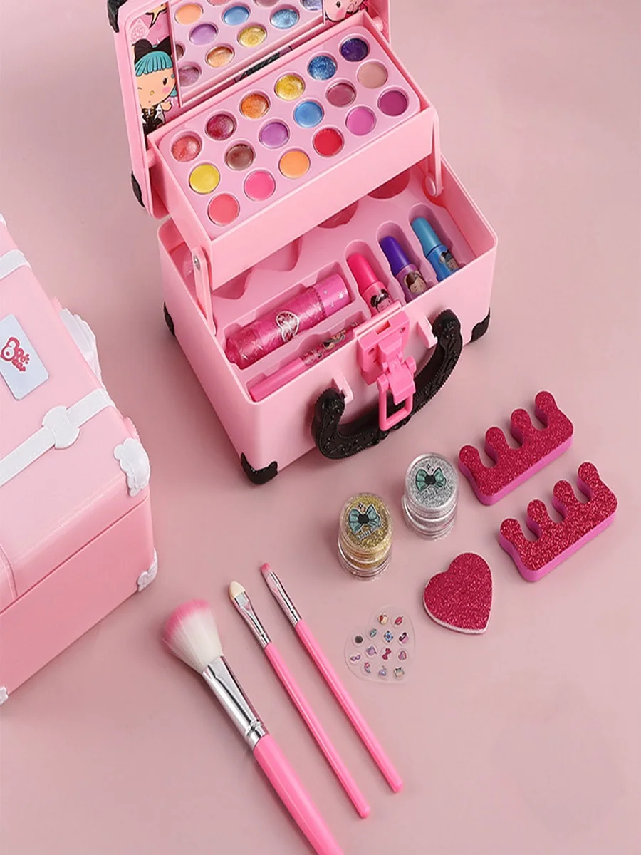 Children Makeup Set Cosmetic Simulation Pretend Play Toys Lipstick Nail Polish Bag Educational Gift For Ingenious BirthdayToys