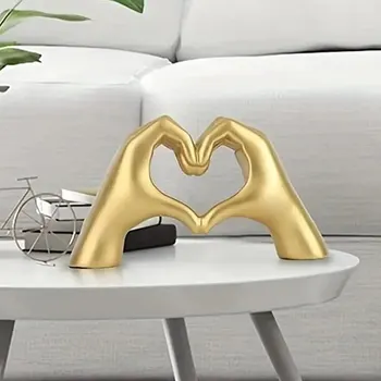 1pc Gesture Decoration, Heart Finger Statue Modern Art Sculpture Personalized Home Decor 1