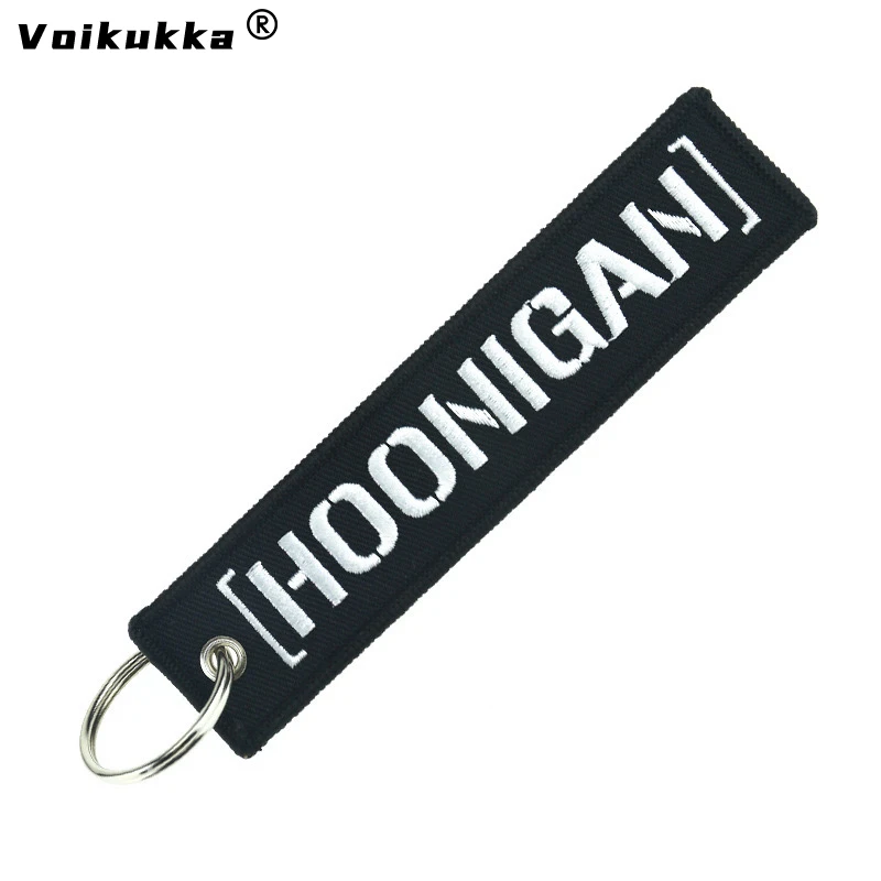 Motorcycle Keychain HOONIGAN LAUNCH KEY Both Sides Embroidered For Men Boyfriend Voikukka Jewelry