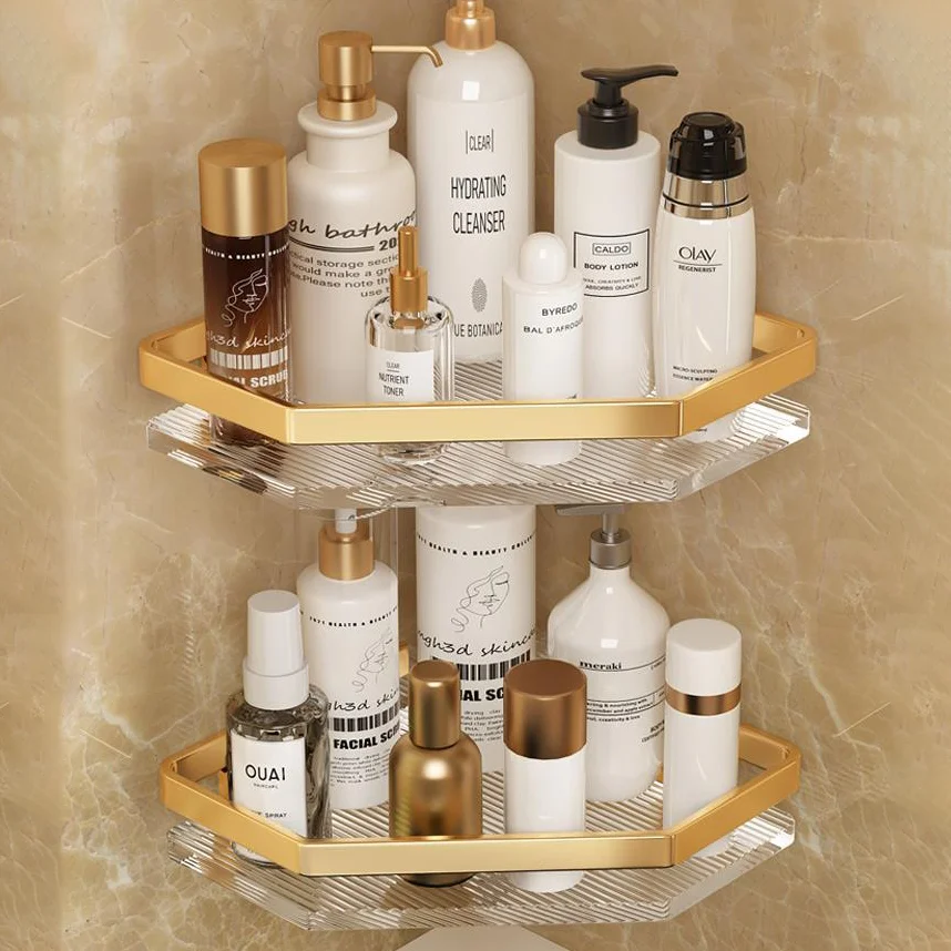 Bathroom shelf kitchen storage organizer acrylic shampoo rack shower shelf bathroom accessories no drill storage