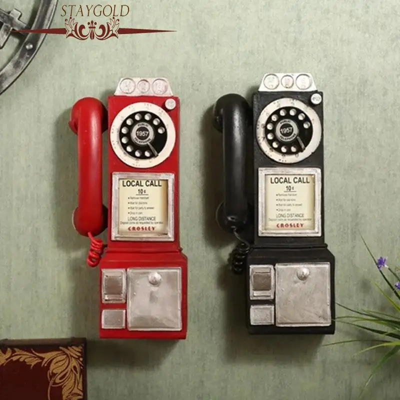 Staygold Model Telepon Antik Hiasan Dinding Gantung Furnitur Retro Telepon Miniatur Kerajinan Hadiah untuk Bar Dekorasi Rumah landline phone,artificial telephone ornament