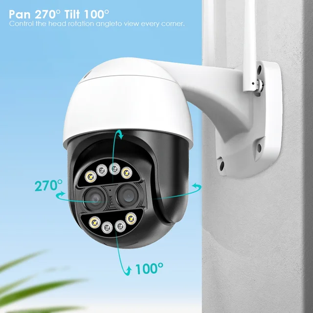 BESDER 4K 8MP 8x Hybrid Zoom Dual Lens PTZ IP Camera WiFi Human Detection 4MP Audio Security Video Surveillance 6