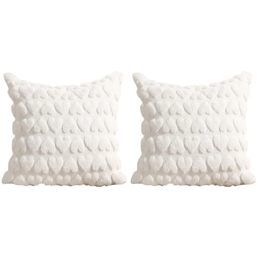 2 PCS Valentines Plush Pillow Covers Cozy Fluffy Double-Sided Throw Pillow Covers Cushion Cover Valentines Day Decoration