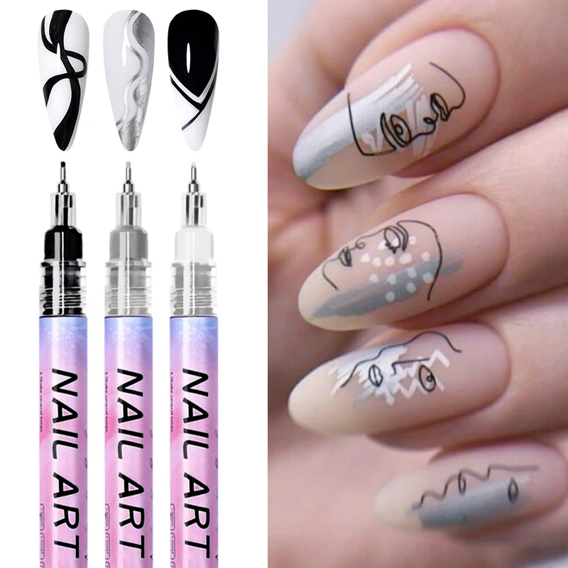 1 Pc Nail Art Graffiti Pen Black Gold Color UV Gel Polish Design Dot  Painting Drawing Pen Liner Brush Nail DIY Flower Tools - AliExpress