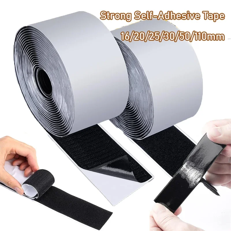 1Meter Black White Strong Self-adhesive Fastener Tape Hook and Loop White Nylon Sticker With Strong Glue 16/20/25/30/38/50MM