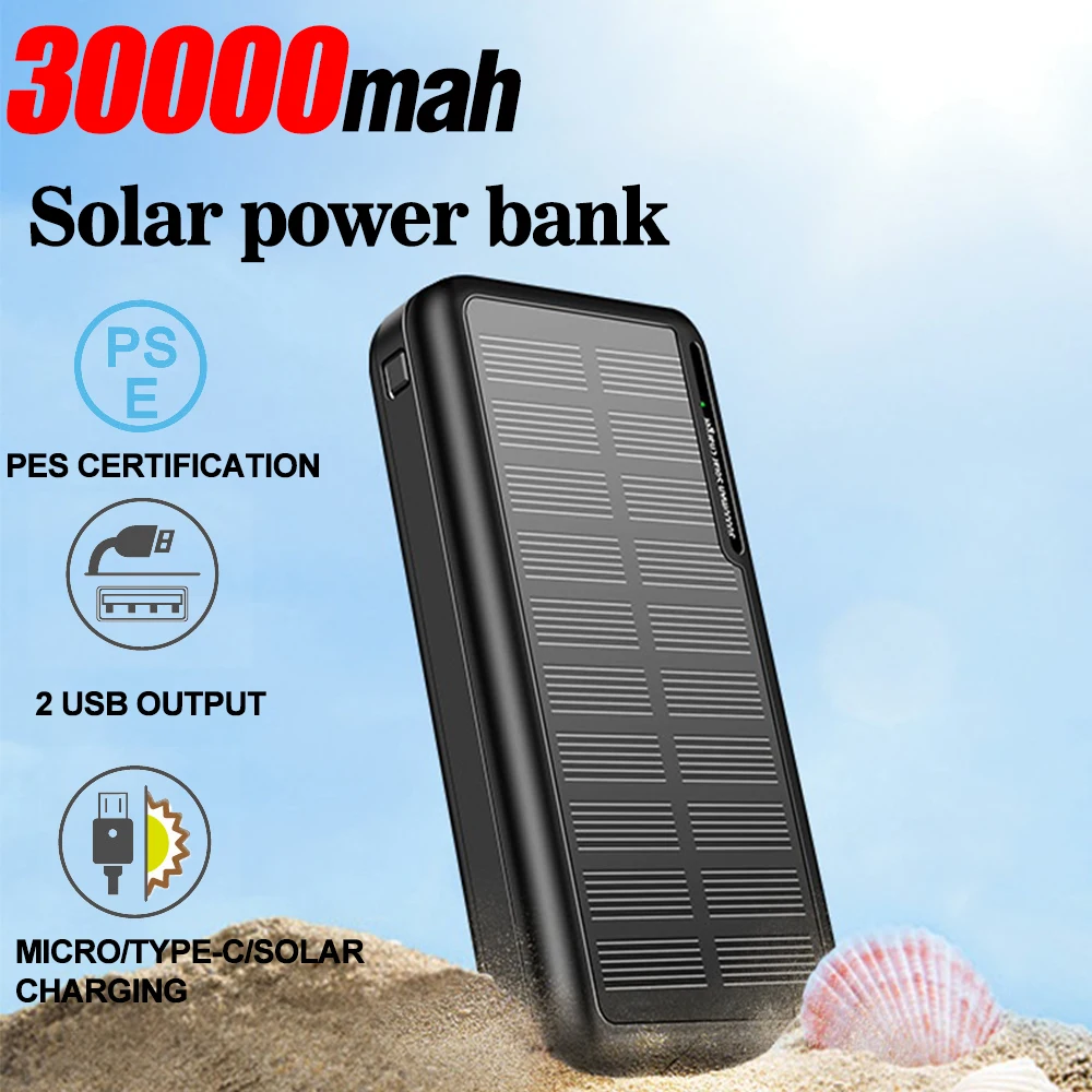 30000Mah Solar Power Bank Pesca All'Aperto Campeggio Alimentazione Di Backup Di Grande Capacità Ricarica Rapida Power Bank Batteria Esterna