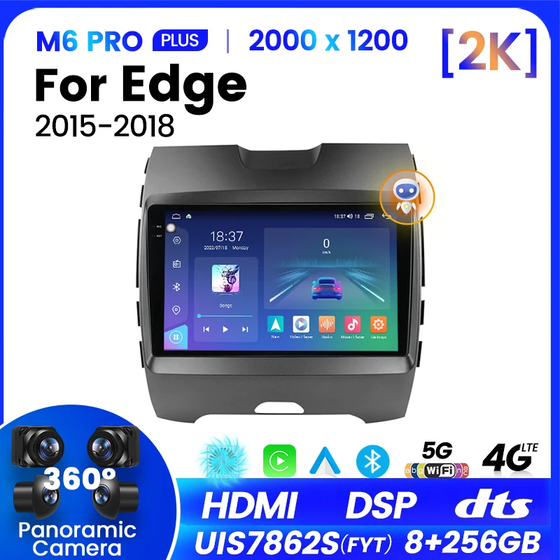 MEKEDE M6Pro Plus For Ford Edge 2 2015 - 2018 Car Radio Android Auto Audio Stereo Multimedia Video Monitor GPS Navigation BT5.1 1