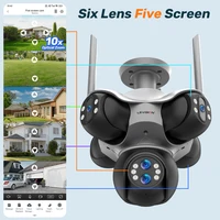 LS VISION 10K 30MP En Plein Air WiFi IP Caméra 6 Len 5 Écran 360 ° 10X Zoom PTZ de Sécurité Cam Suivi Automatique CCTV Surveillance Sans Fil 6