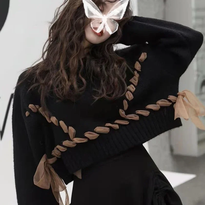 Women Knit Tops Sleeveless Dress 1 or Two Piece Set Lady Graceful Bowknot Bandage Sweater Tank Dresses Outfits 2023 New Clothing