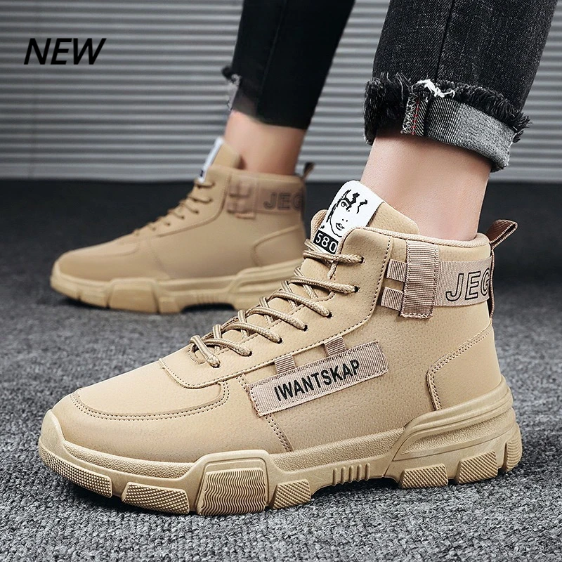 

Men's Boots New Warm Waterproof Men Lace-up Desert Boots Fashion High-top Platform Wear-resistant Casual Boots Zapatillas Hombre