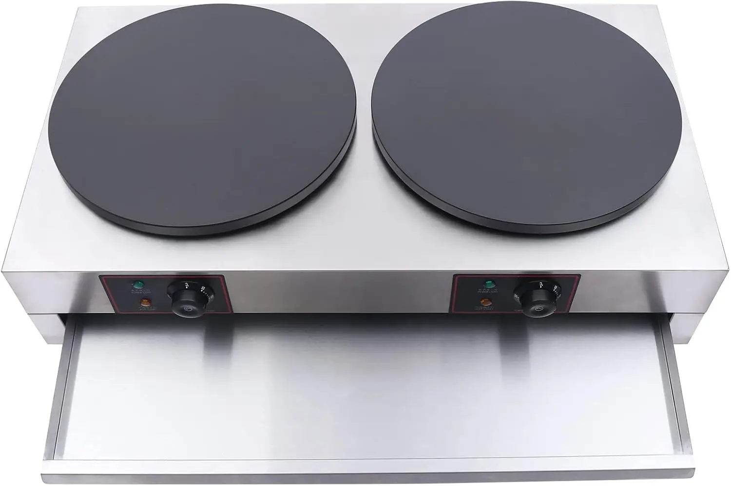 Commercial Electric Crepe Maker Double Hotplate Pancake Machine, Non-Stick Electric Crepe Pan w/Temperature Control, for Blintze 4