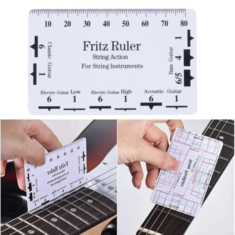 Akustische Gitarre Messlineal Gitarre Saitenhöhe Messgerät Lineal Karte Gitarrenbauer Werkzeug für elektrische klassische Bass – Detail 10