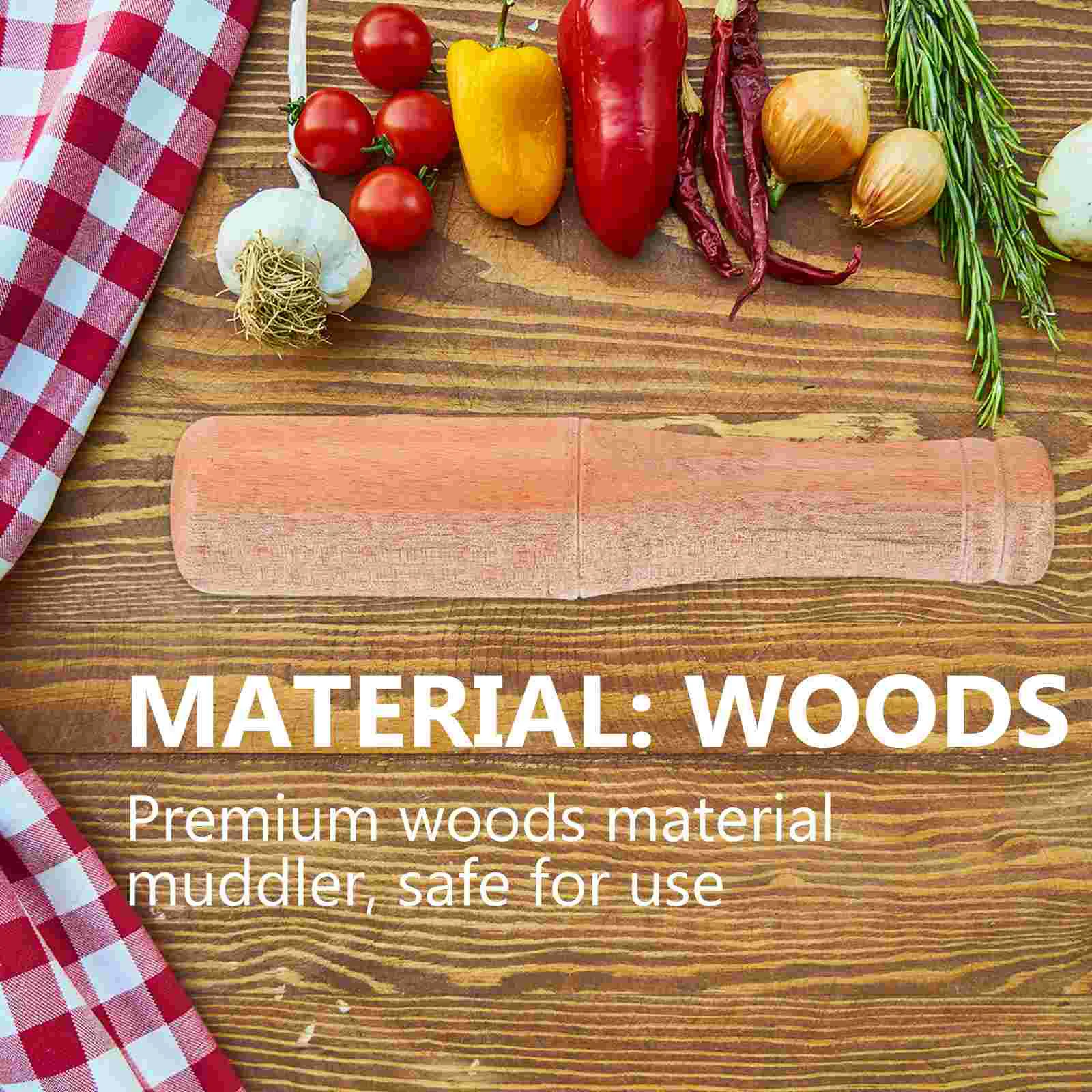 Wooden Pestle Garlic Crusher Spice Grinder Kitchen Tool Mills Wooden Muddler Wood Kitchen Muddler Dining Bar Hand Mills