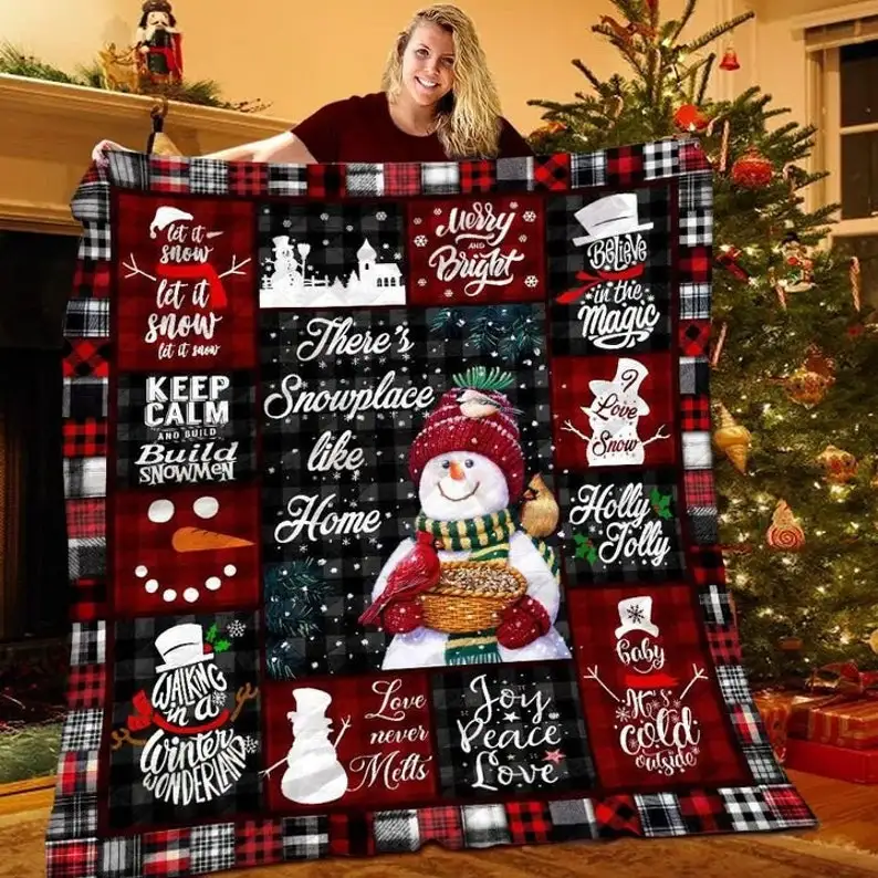 Christmas Flannel Throw Blanket Merry Christmas Soft Gift Blanket Home Decoration Sofa Blanket Bedding Living Room Lightweight