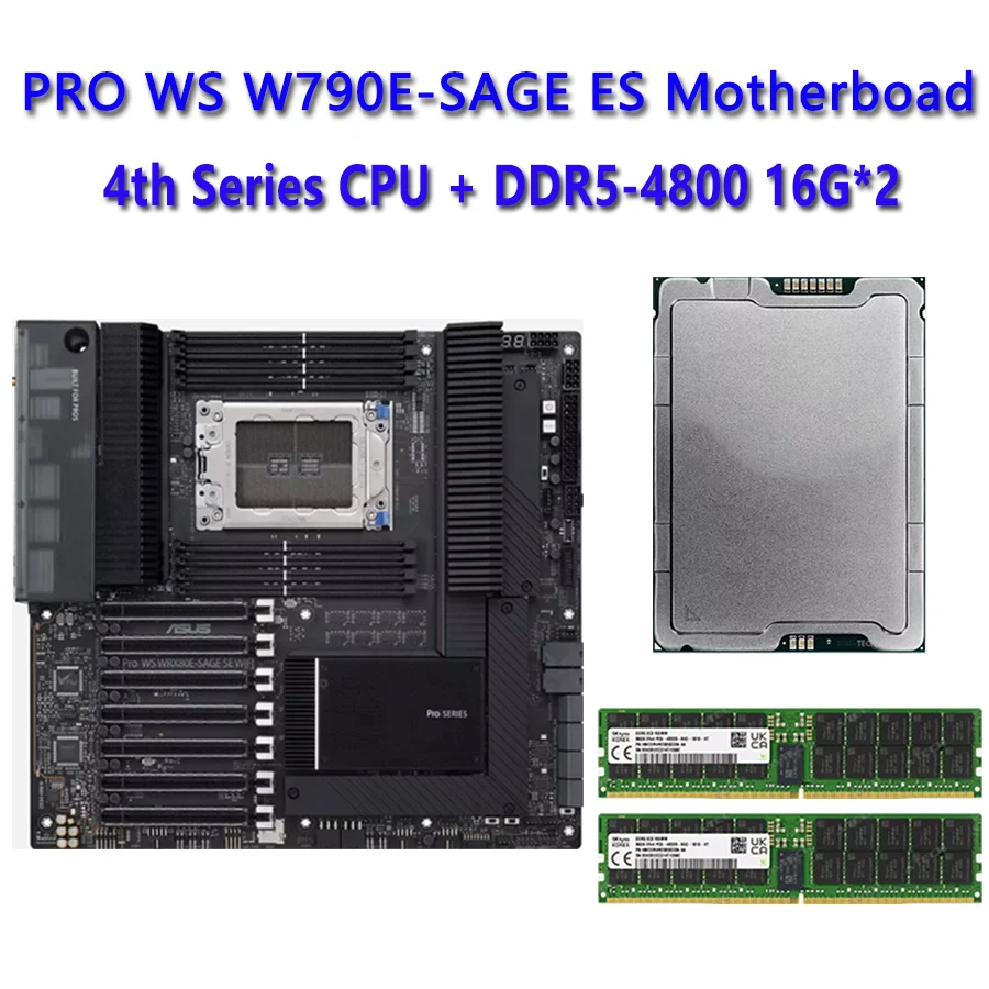 PRO W5 W790E-SAGE ES + 16GB 32GB 64GB DDR5-4800 + W5-3425 W9-3495X W3-2426 W7-2475X W9-3475X W5-2455X W5-3435X CPU