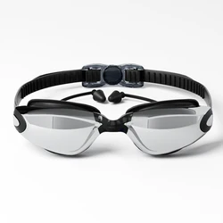 Premium Unisex UV - Protective Swimming Goggles - Stylish, Waterproof, Anti - Fog, and HD Clarity (Glossy black)