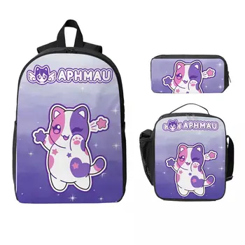 3Pcs APHMAU Kawaii Cats School bags Set for Kids Pen Bags Backpack Sets with Lunch Box For School Students Daypack 1