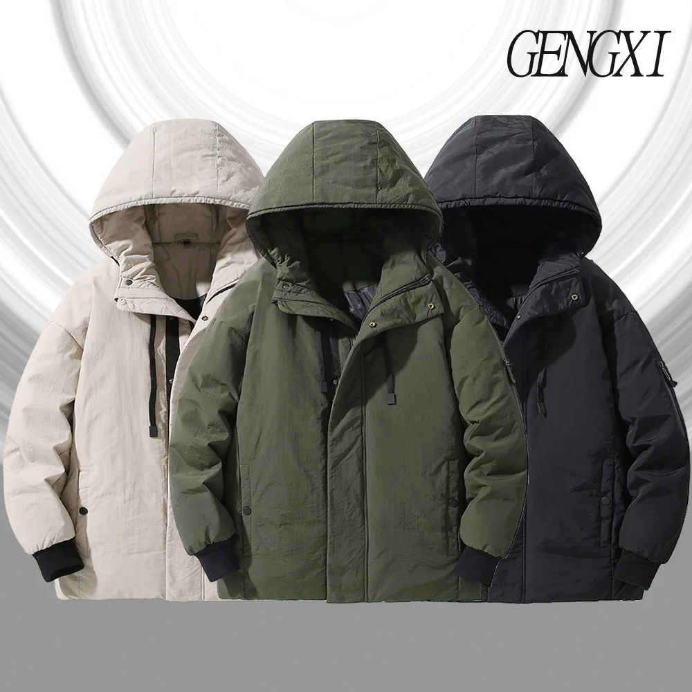 2025 hiver nouveauté hommes blanc canard vers le bas vêtements de travail veste décontracté à la mode résistant au froid chaud à capuche doudoune haut