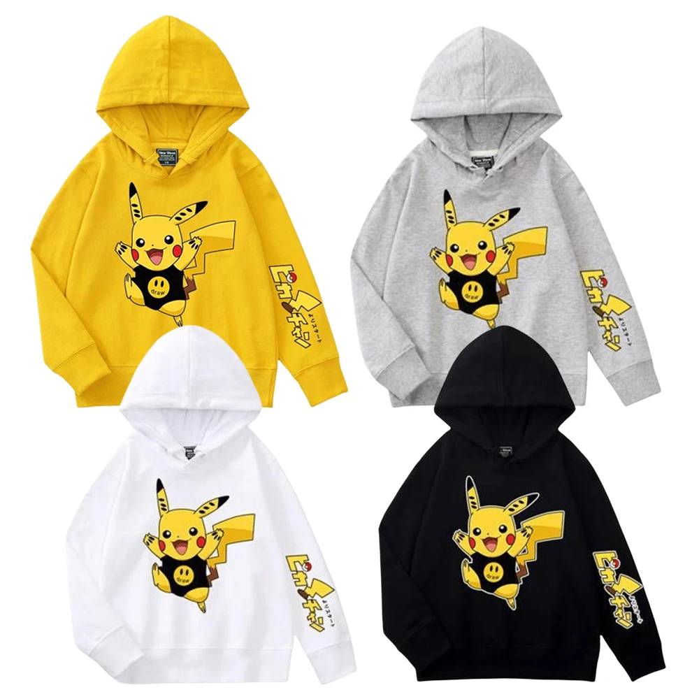 

Cartoon Pokemon Autumn Kids Clothes Anime Characters Pikachu Soft Comfort Children Boys Girls Thin Style Long Sleeved Coat Top