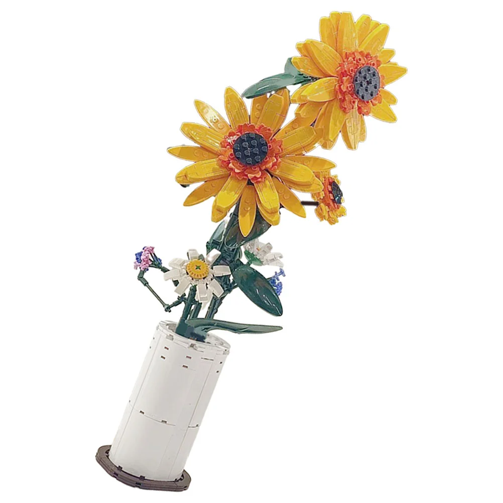 

Строительный блок, цветочная игрушка, детские блоки, букет, игра, Подсолнух, консервированные пластиковые цветы