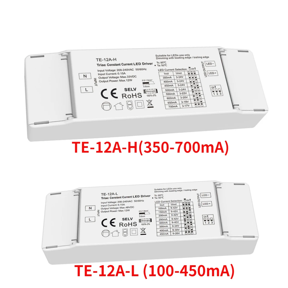 

Triac с драйвером постоянного тока для светодиода 12W 100-700mA / 350-700mA PWM цифровое затемнение AC Диммируемый источник питания ELV используется для светодиодных ламп