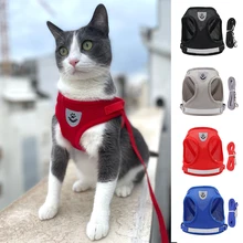 

Cat Harness and Leash Set Adjustable Easy Control Reflective Mesh Harness for Cats Vest Walking Lead Leash Kitten Accessories